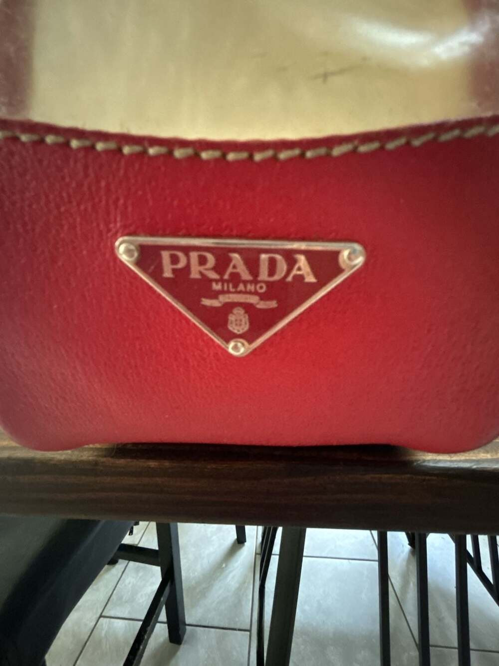 Prada Vintage Printed PVC and Red Leather Beach Tote Bag - Picture 3 of 5